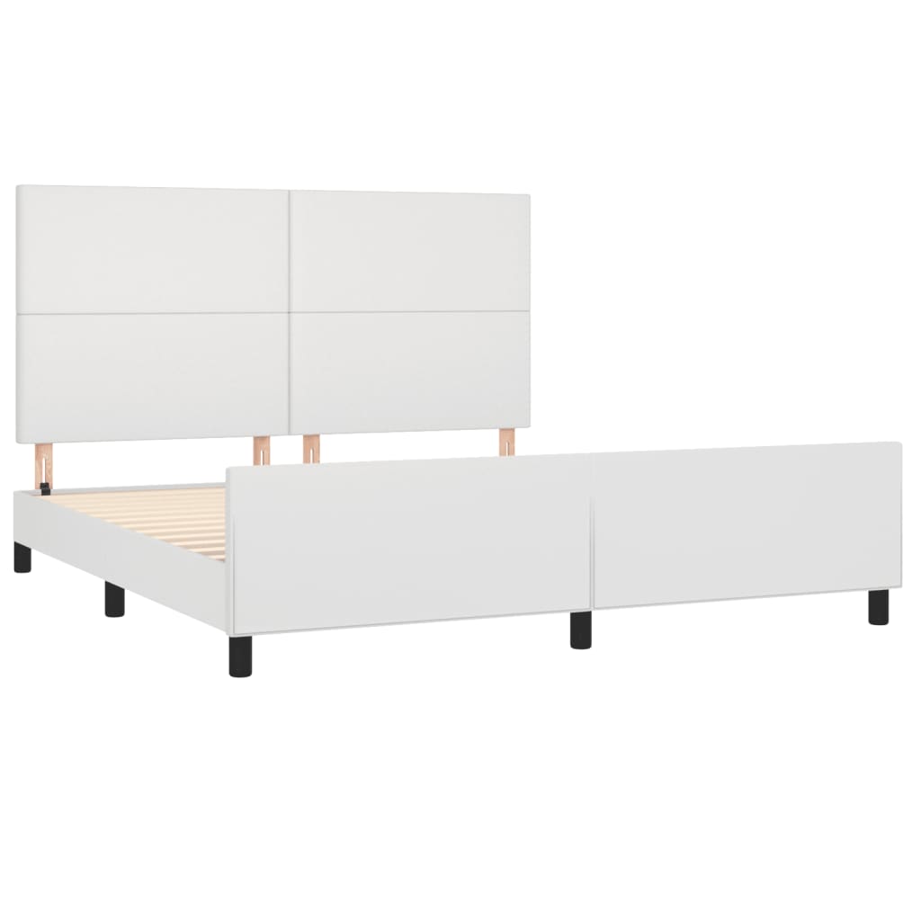 Cadre de lit sans matelas blanc 160x200 cm similicuir