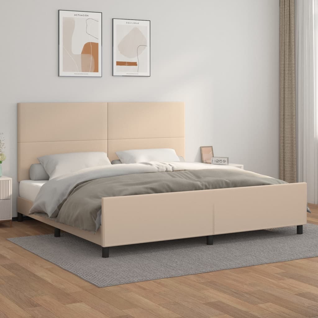 Cadre de lit sans matelas cappuccino 200x200 cm similicuir