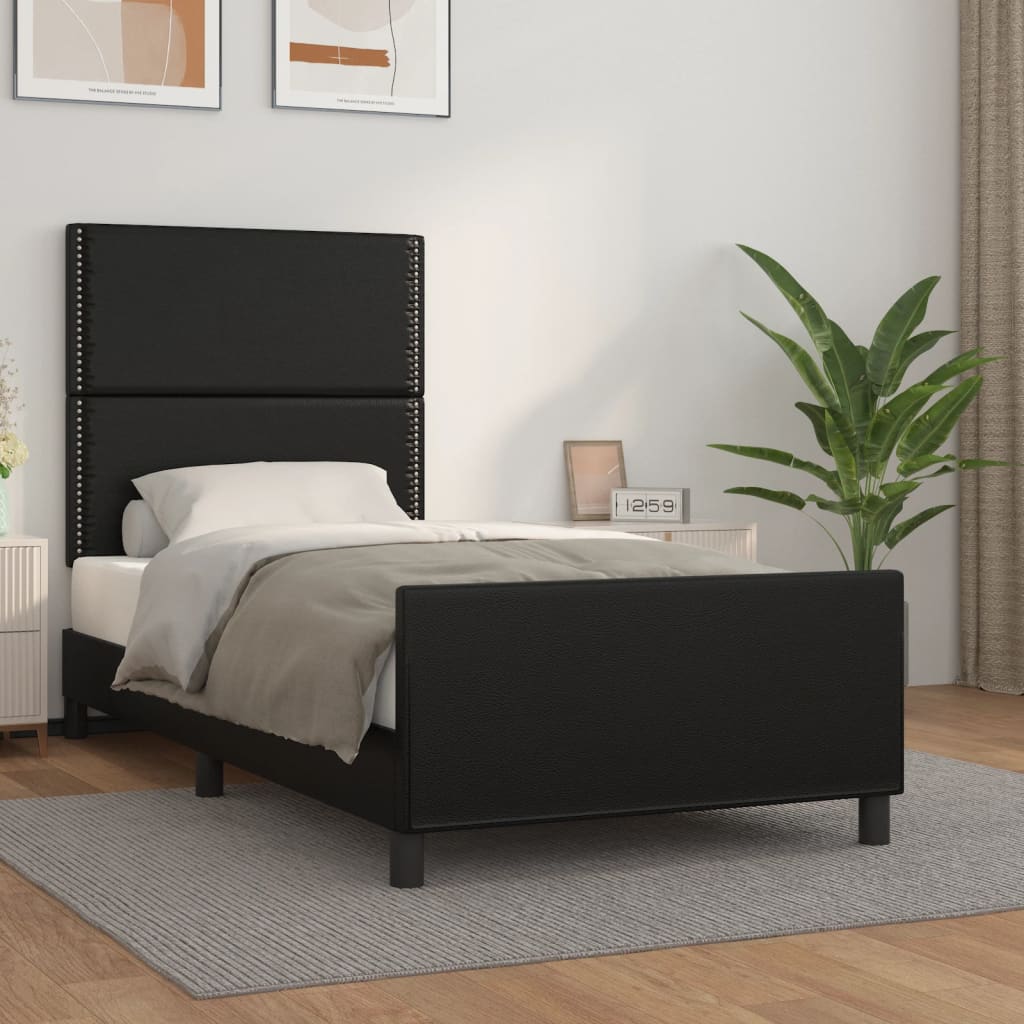 Cadre de lit sans matelas noir 90x200 cm similicuir