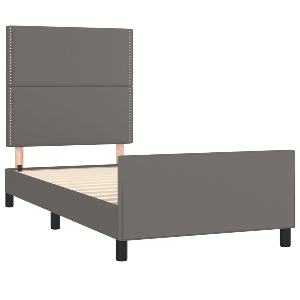 Cadre de lit sans matelas gris 100x200 cm similicuir