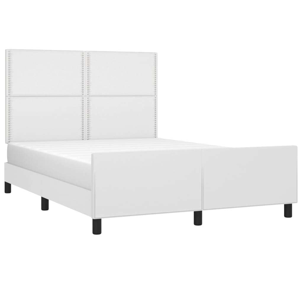 Cadre de lit sans matelas blanc 140x190 cm similicuir