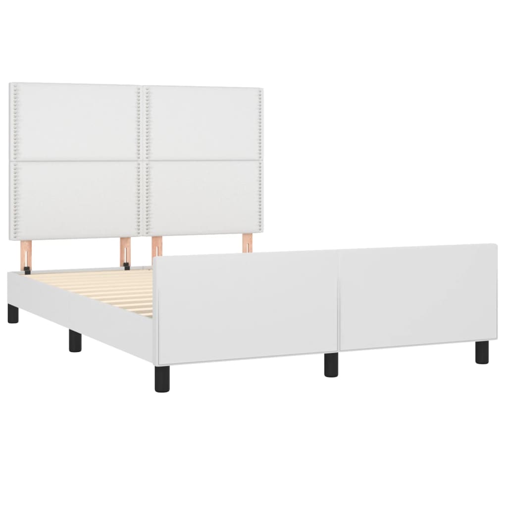 Cadre de lit sans matelas blanc 140x190 cm similicuir