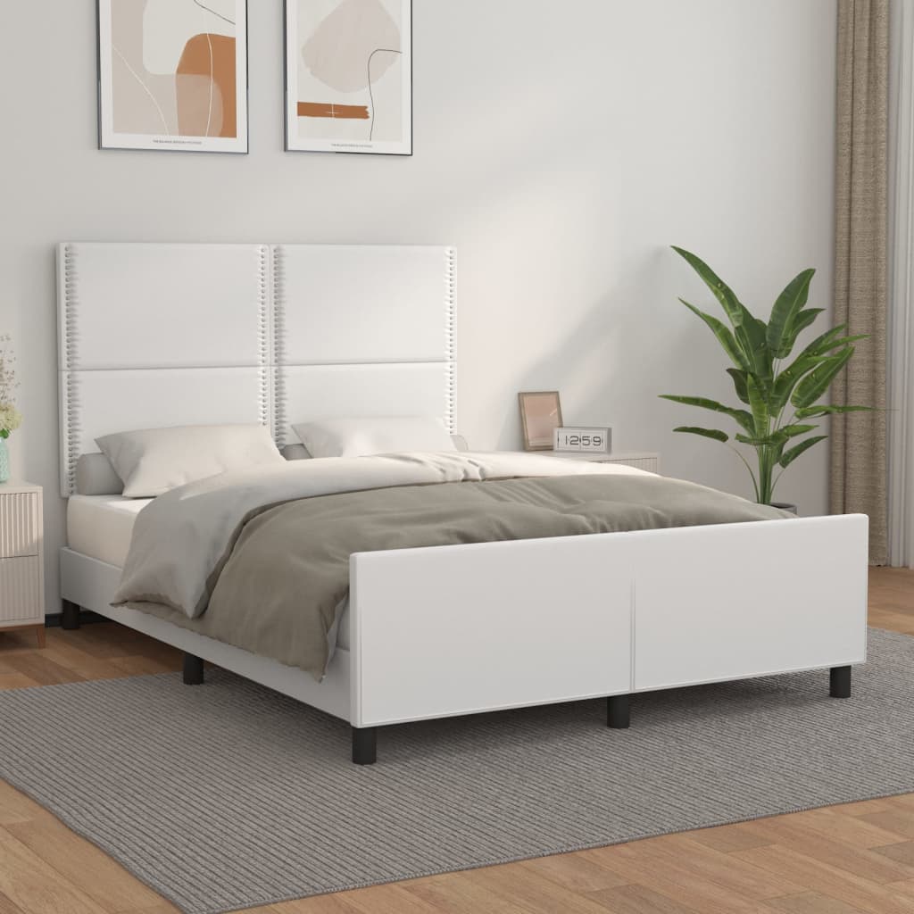 Cadre de lit sans matelas blanc 140x190 cm similicuir