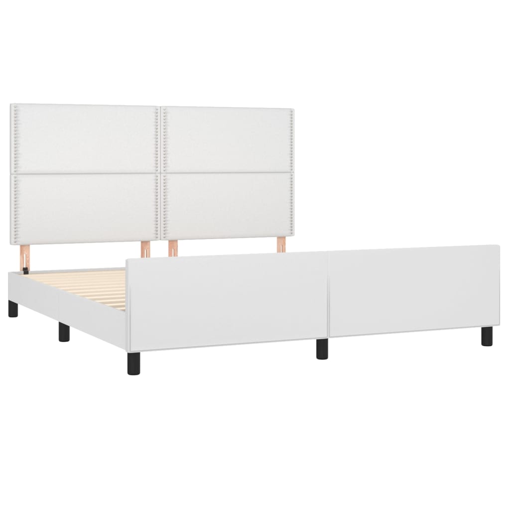 Cadre de lit sans matelas blanc 160x200 cm similicuir