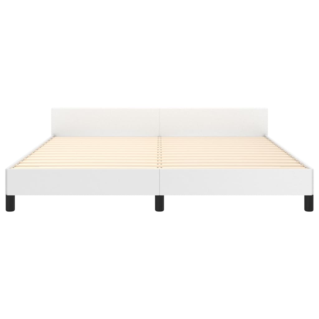 Cadre de lit sans matelas blanc similicuir