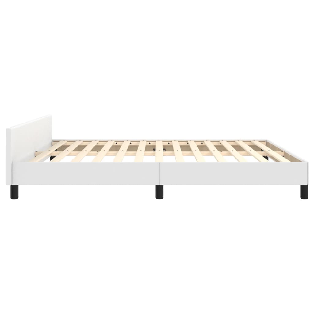 Cadre de lit sans matelas blanc similicuir