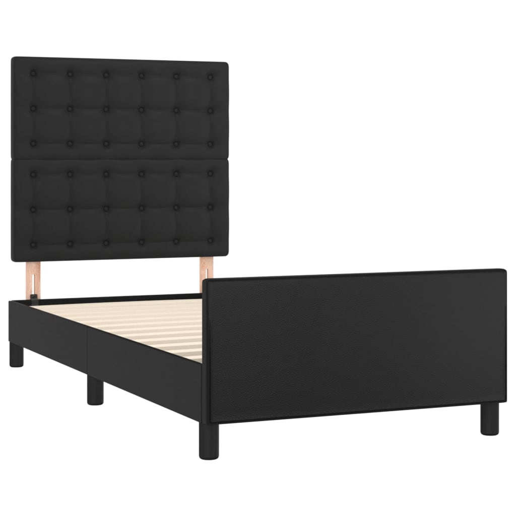 Cadre de lit sans matelas noir 100x200 cm similicuir