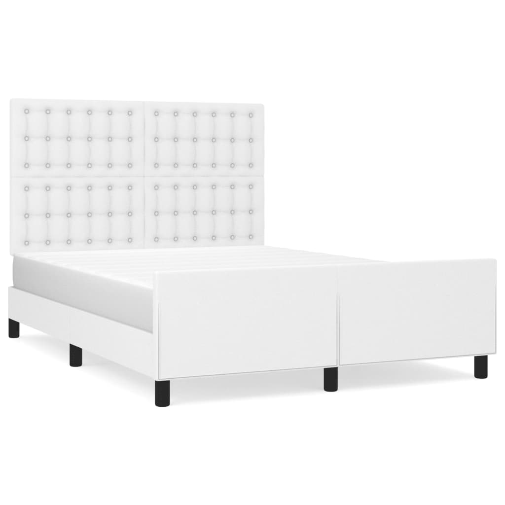 Cadre de lit sans matelas blanc 140x190 cm similicuir