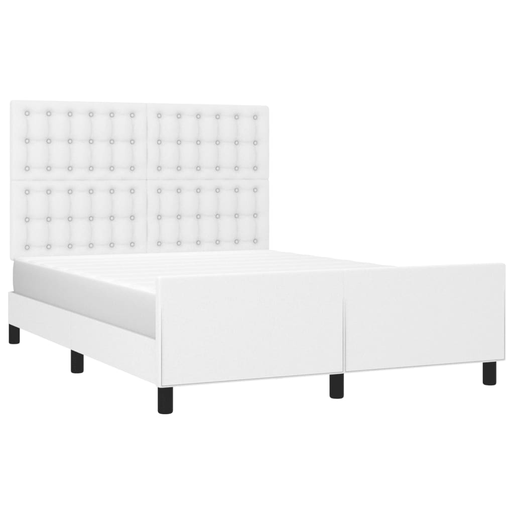 Cadre de lit sans matelas blanc 140x190 cm similicuir