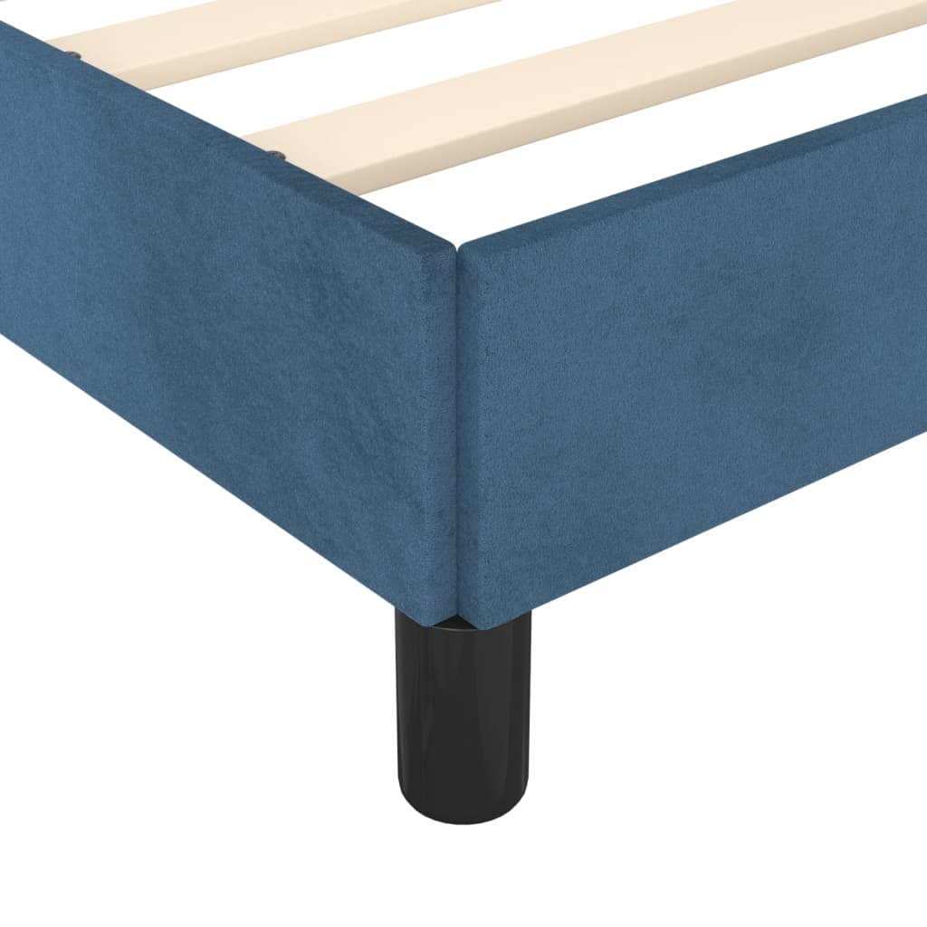 Cadre de lit sans matelas bleu foncé 90x200 cm velours