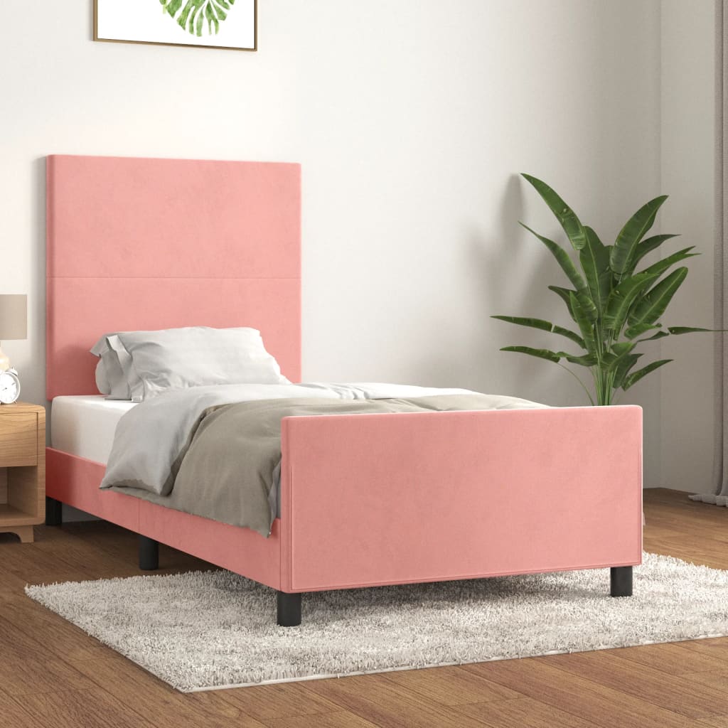 Cadre de lit sans matelas rose 90x200 cm velours