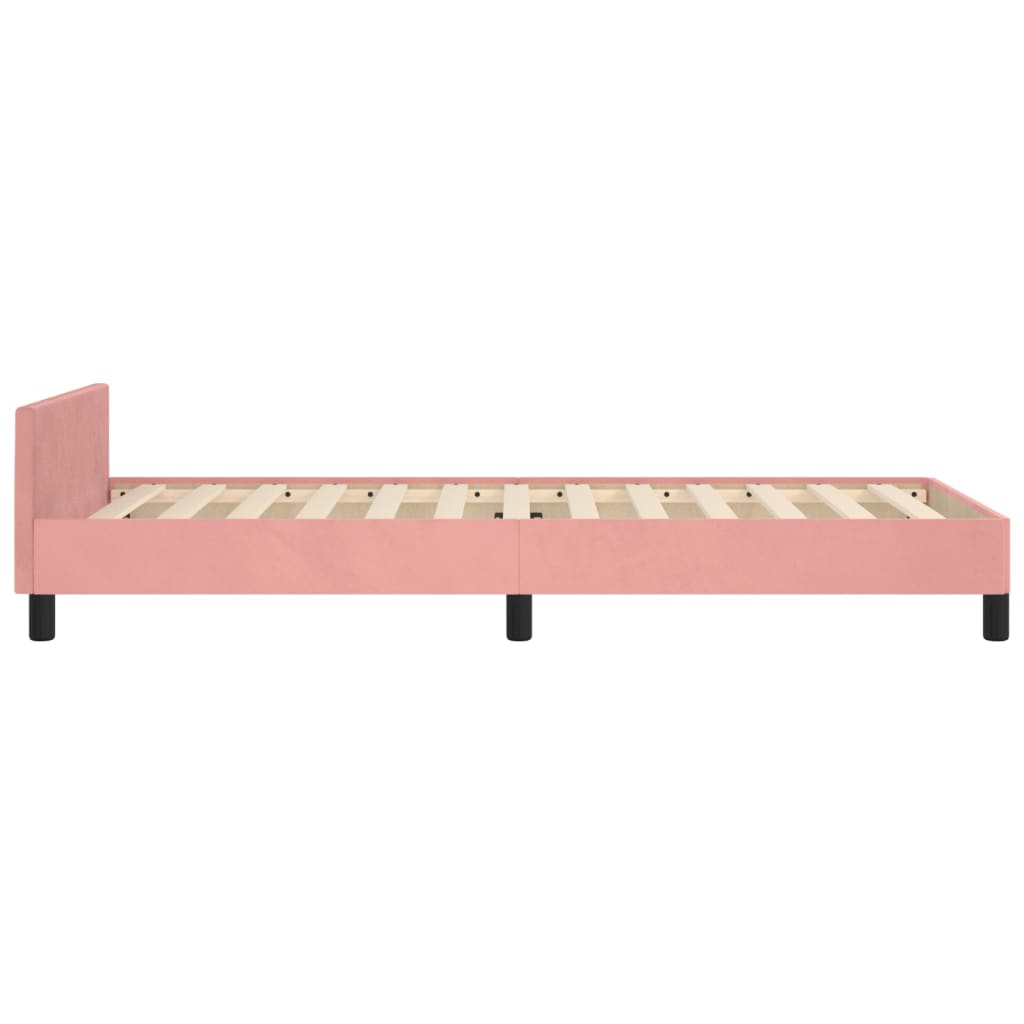 Cadre de lit sans matelas rose 100x200 cm velours