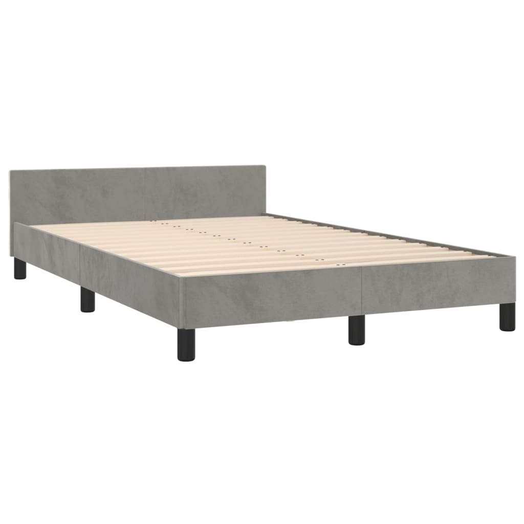 Cadre de lit sans matelas gris clair 120x200 cm velours