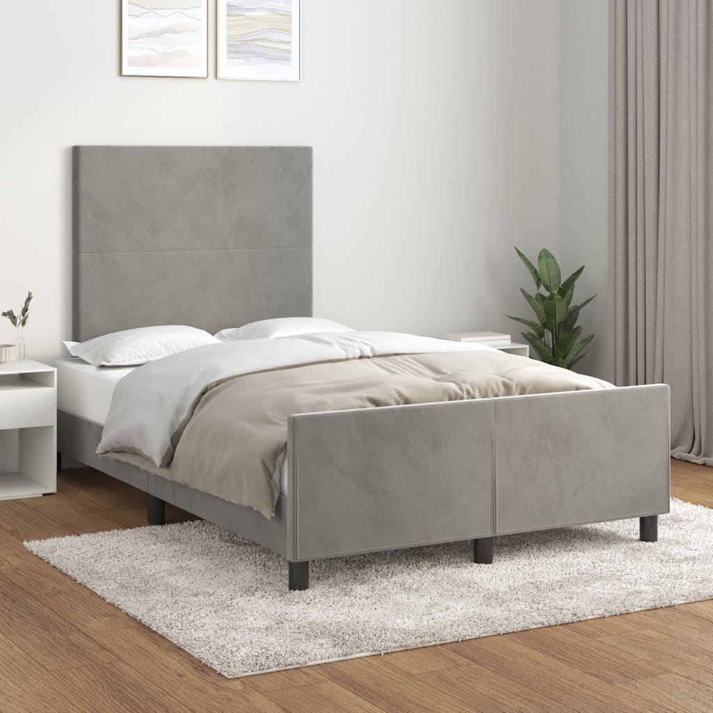 Cadre de lit sans matelas gris clair 120x200 cm velours