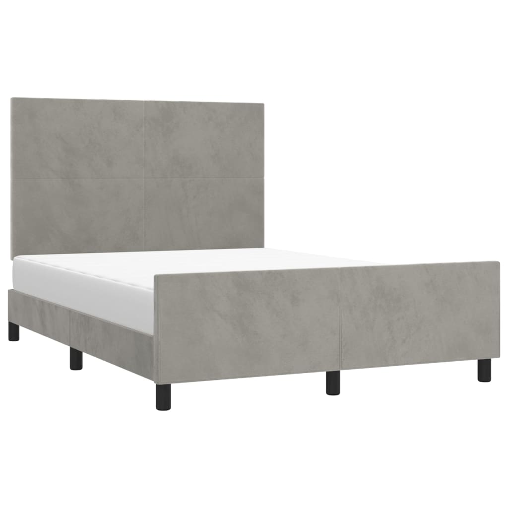 Cadre de lit sans matelas gris clair 140x190 cm velours