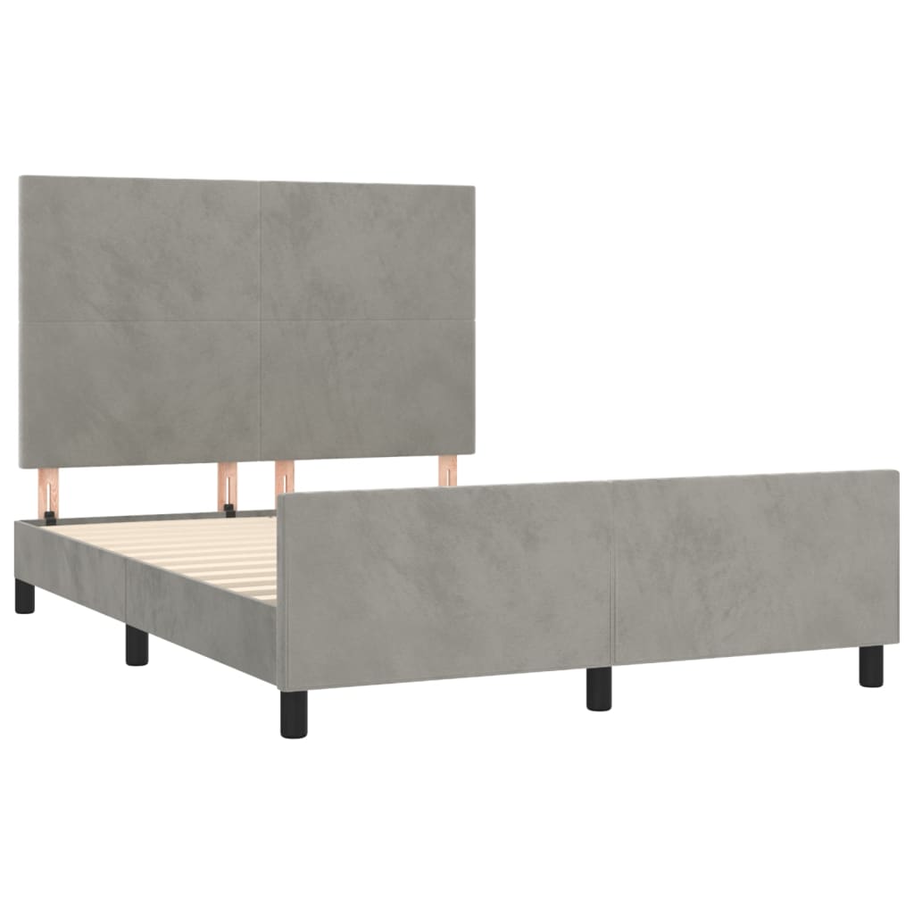 Cadre de lit sans matelas gris clair 140x190 cm velours