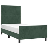 Cadre de lit sans matelas vert foncé 90x190 cm velours