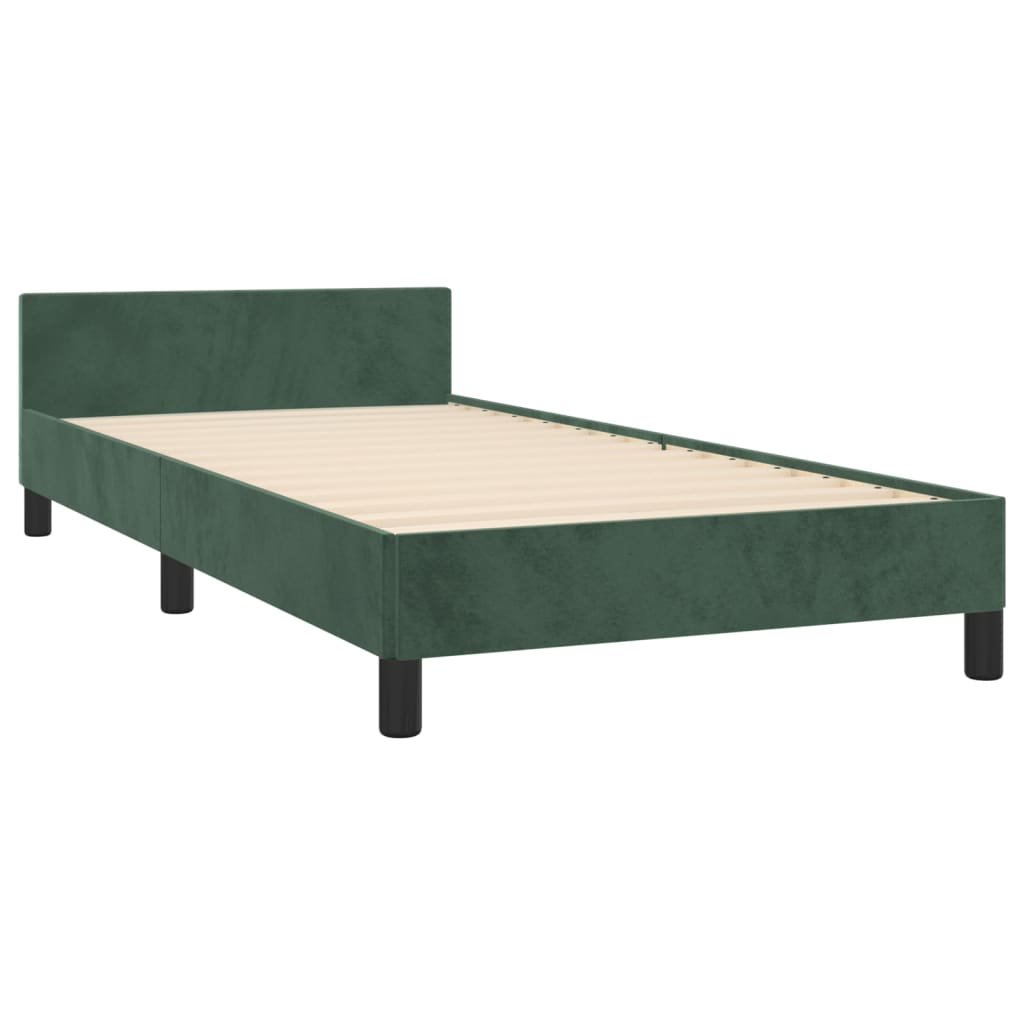 Cadre de lit sans matelas vert foncé 90x190 cm velours