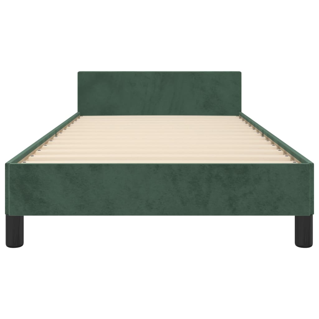 Cadre de lit sans matelas vert foncé 90x190 cm velours