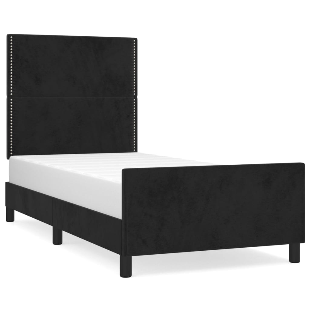 Cadre de lit sans matelas noir 90x200 cm velours