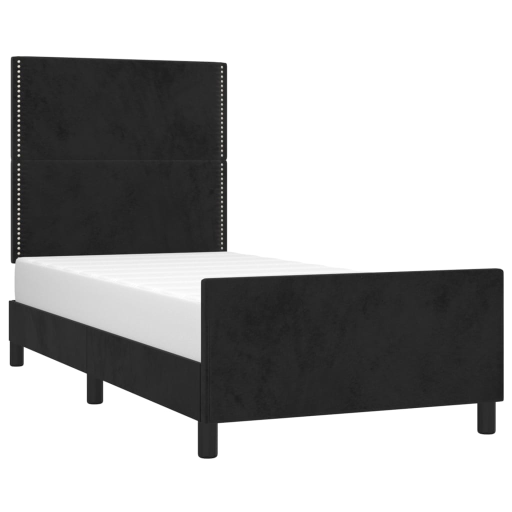 Cadre de lit sans matelas noir 90x200 cm velours