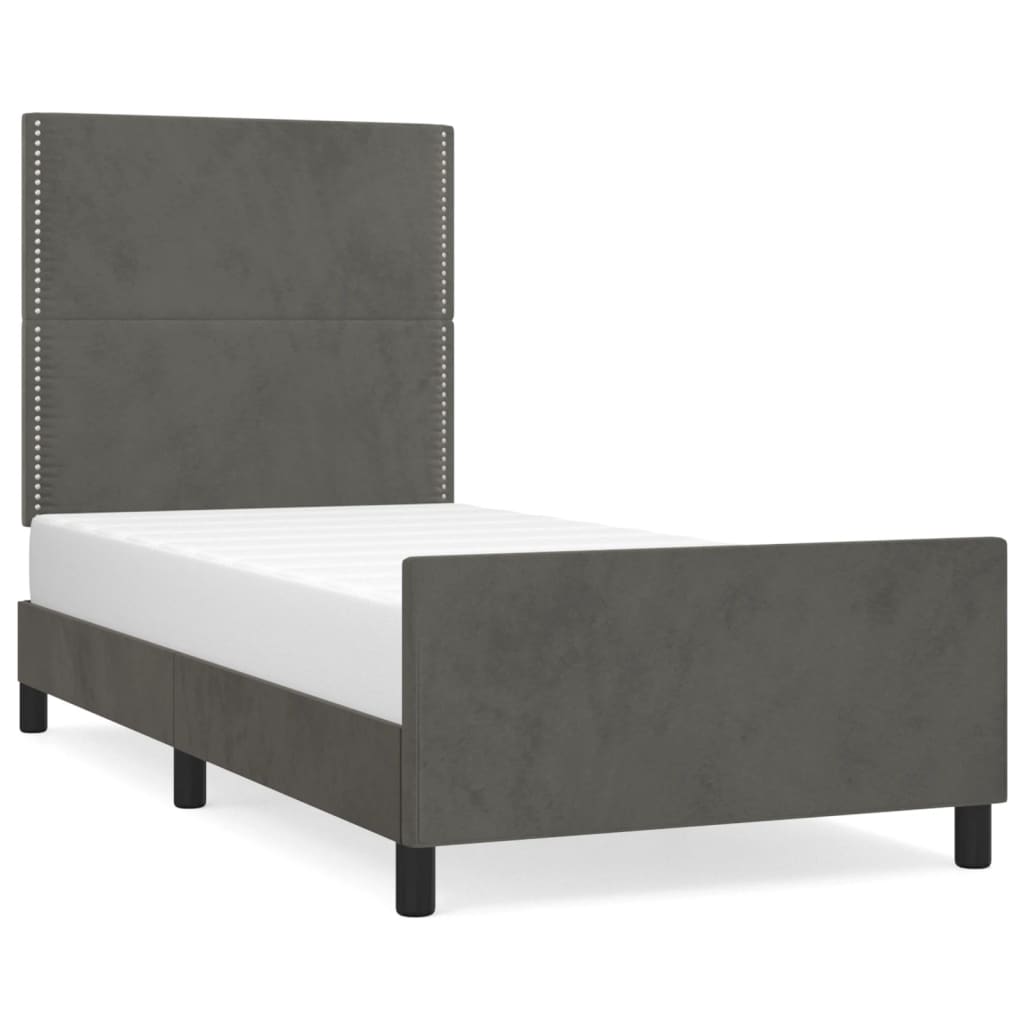 Cadre de lit sans matelas gris foncé 100x200 cm velours