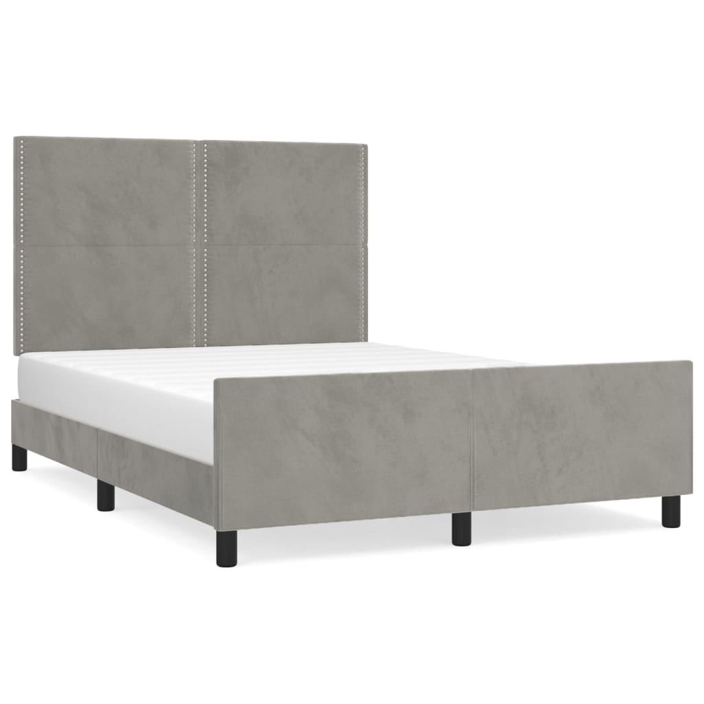 Cadre de lit sans matelas gris clair 140x190 cm velours