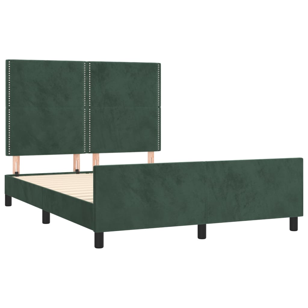 Cadre de lit sans matelas vert foncé 140x190 cm velours