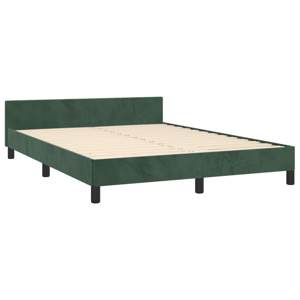 Cadre de lit sans matelas vert foncé 140x190 cm velours