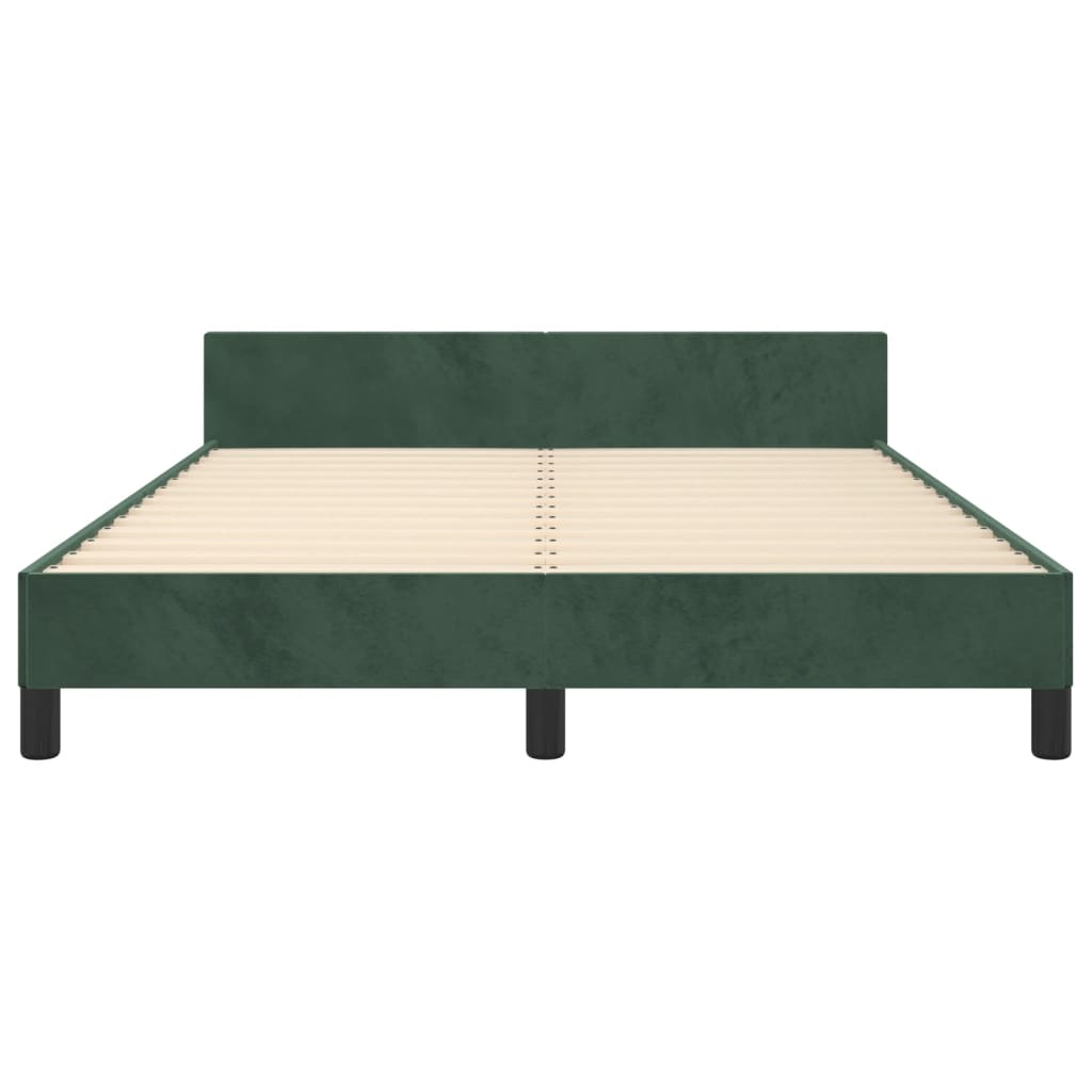 Cadre de lit sans matelas vert foncé 140x190 cm velours