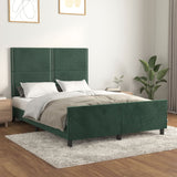 Cadre de lit sans matelas vert foncé 140x190 cm velours