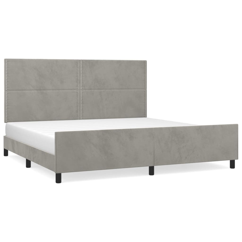 Cadre de lit sans matelas gris clair 200x200 cm velours