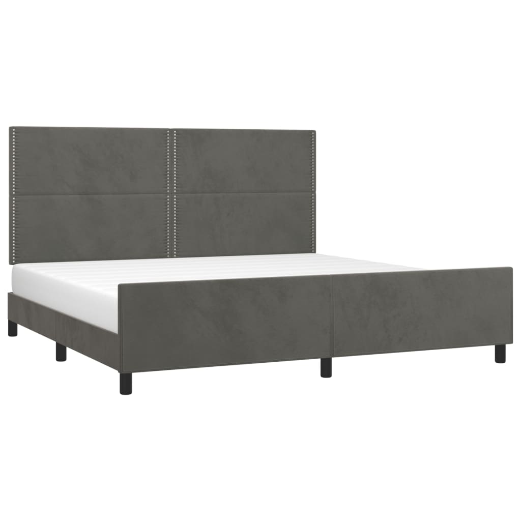 Cadre de lit sans matelas gris foncé 200x200 cm velours