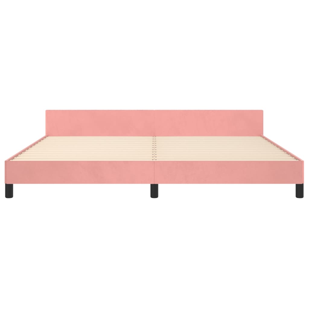 Cadre de lit sans matelas rose 200x200 cm velours