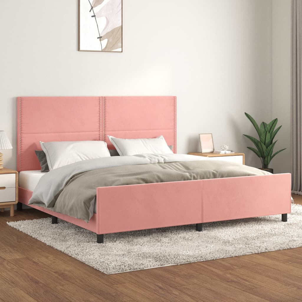 Cadre de lit sans matelas rose 200x200 cm velours