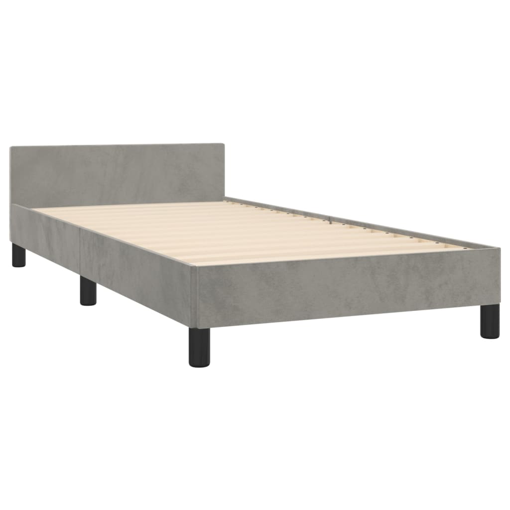 Cadre de lit sans matelas gris clair 80x200 cm velours