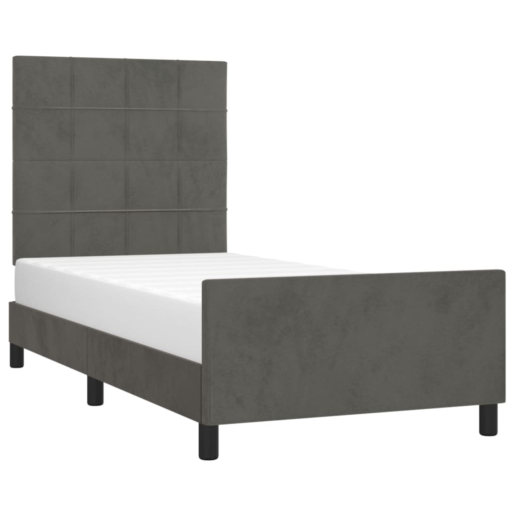 Cadre de lit sans matelas gris foncé 80x200 cm velours