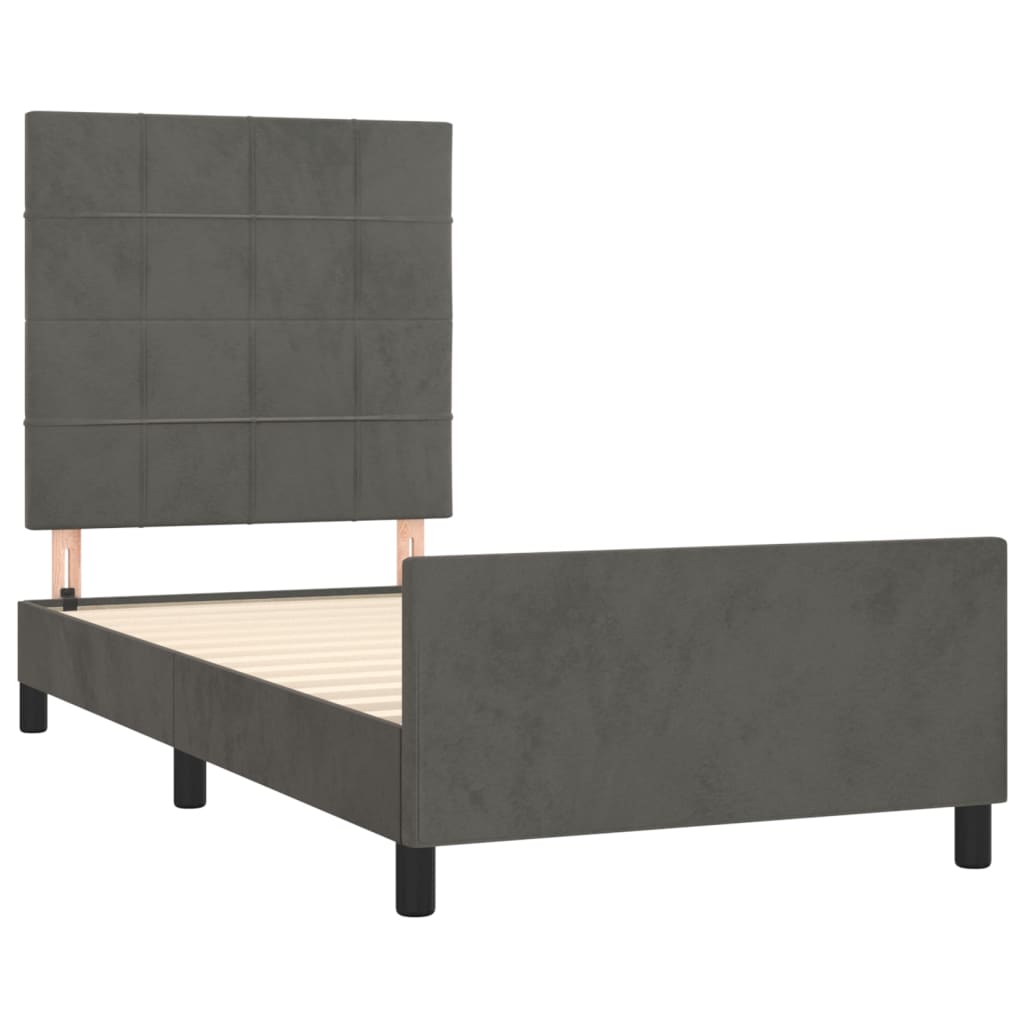 Cadre de lit sans matelas gris foncé 80x200 cm velours