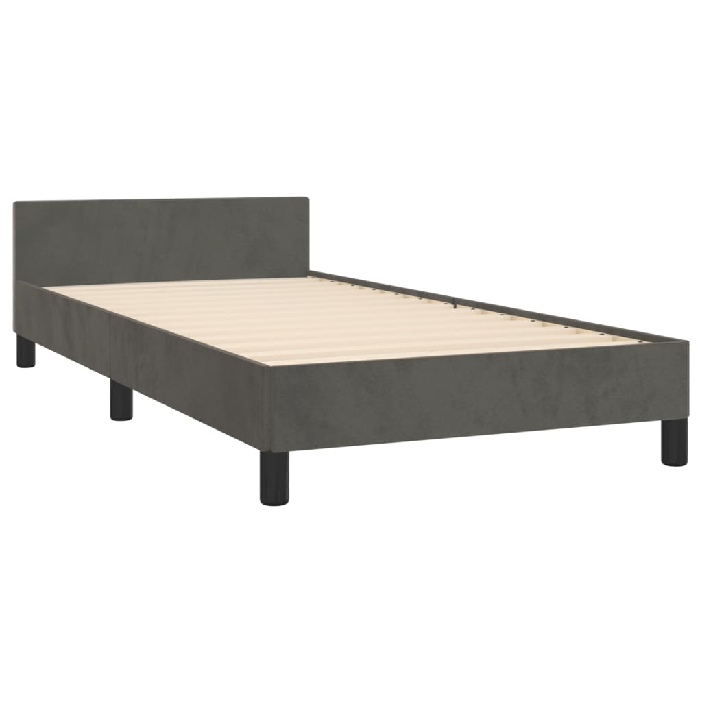 Cadre de lit sans matelas gris foncé 80x200 cm velours