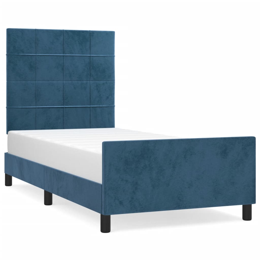 Cadre de lit sans matelas bleu foncé 80x200 cm velours