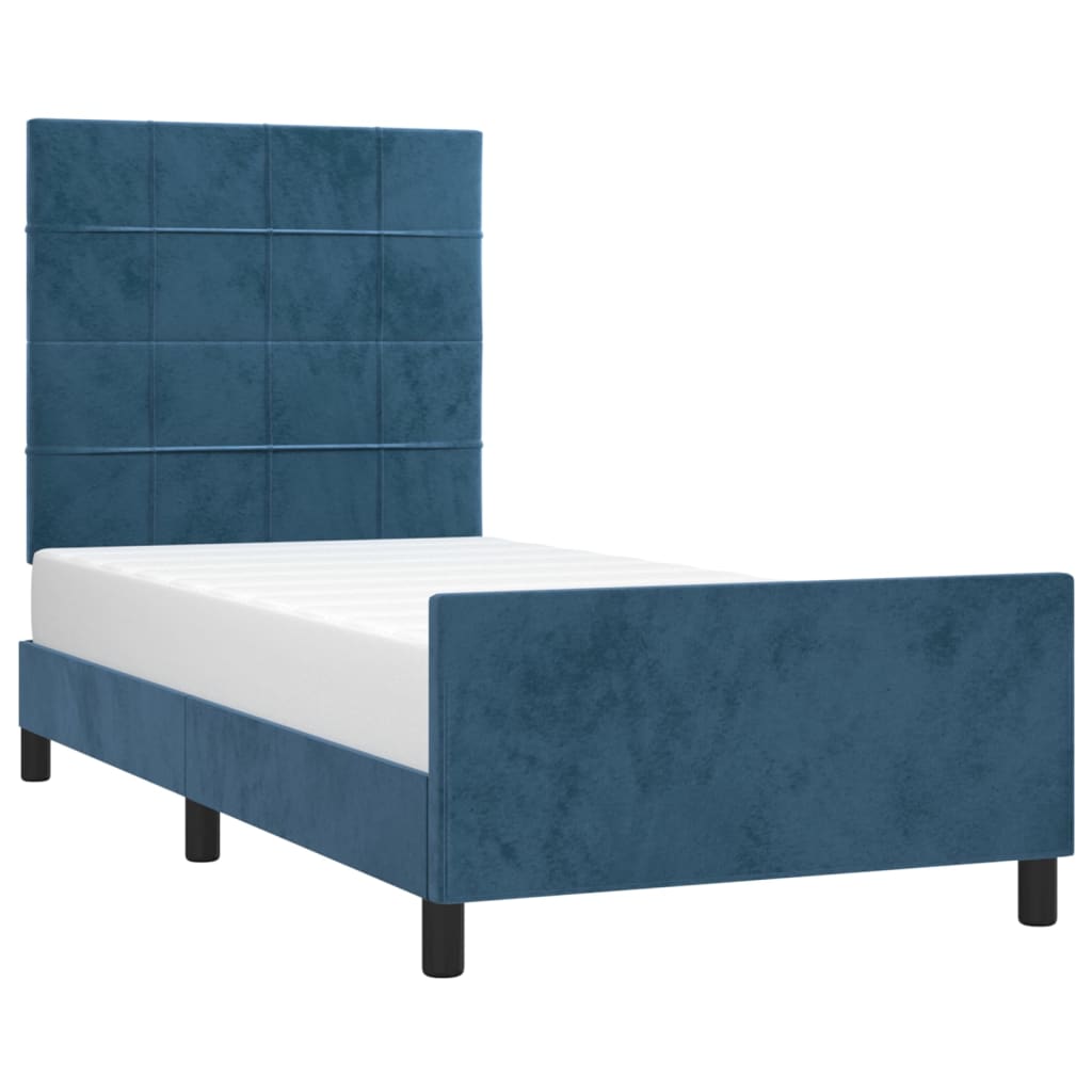 Cadre de lit sans matelas bleu foncé 80x200 cm velours