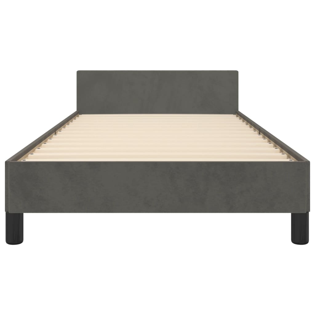 Cadre de lit sans matelas gris foncé 90x190 cm velours