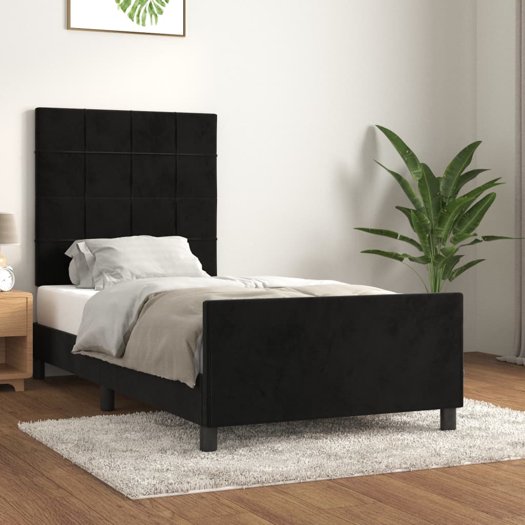 Cadre de lit sans matelas noir 90x190 cm velours