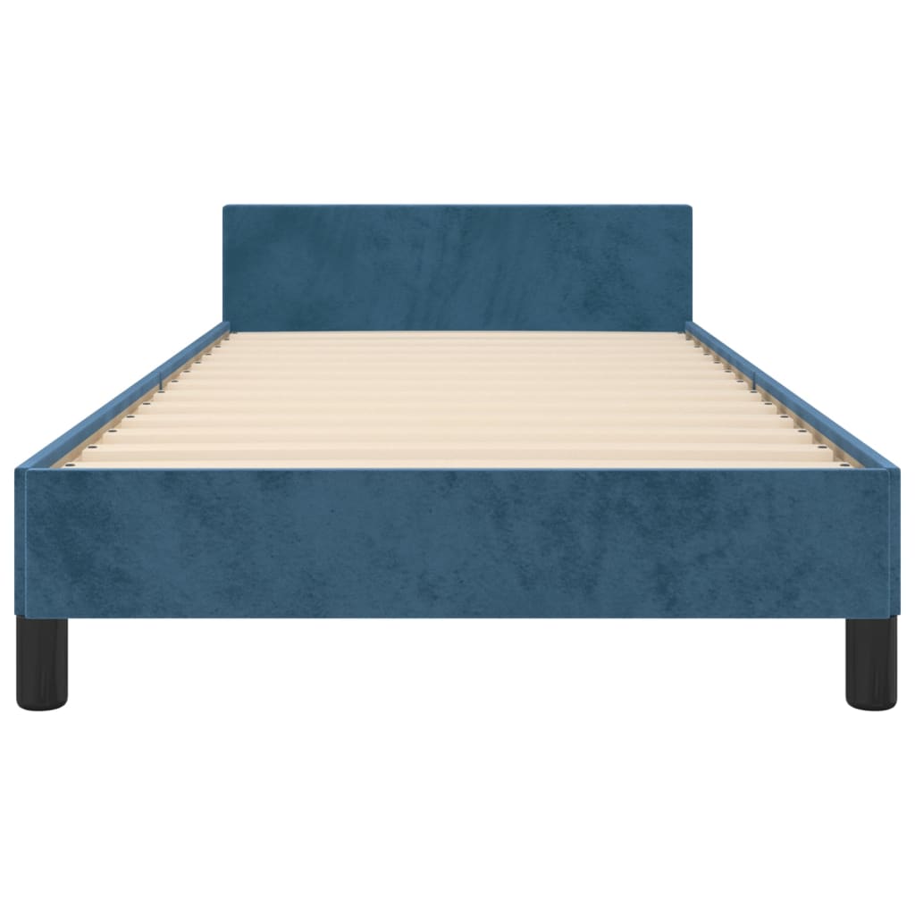 Cadre de lit sans matelas bleu foncé 90x190 cm velours