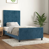 Cadre de lit sans matelas bleu foncé 90x190 cm velours