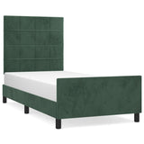 Cadre de lit sans matelas vert foncé 90x200 cm velours