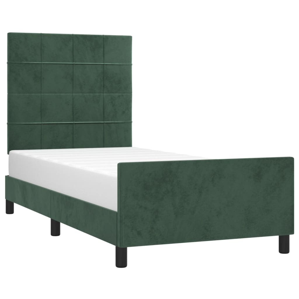 Cadre de lit sans matelas vert foncé 90x200 cm velours