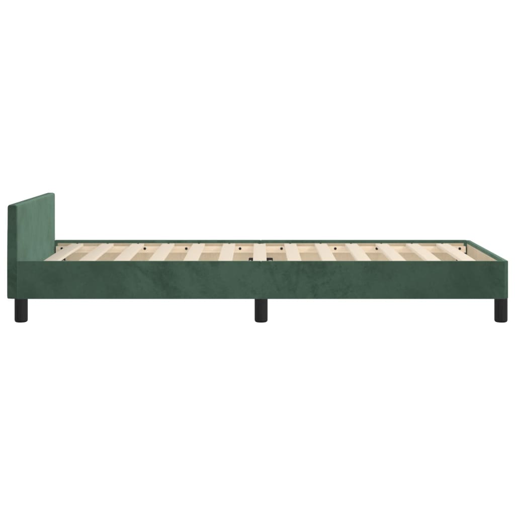 Cadre de lit sans matelas vert foncé 90x200 cm velours