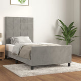 Cadre de lit sans matelas gris clair 100x200 cm velours