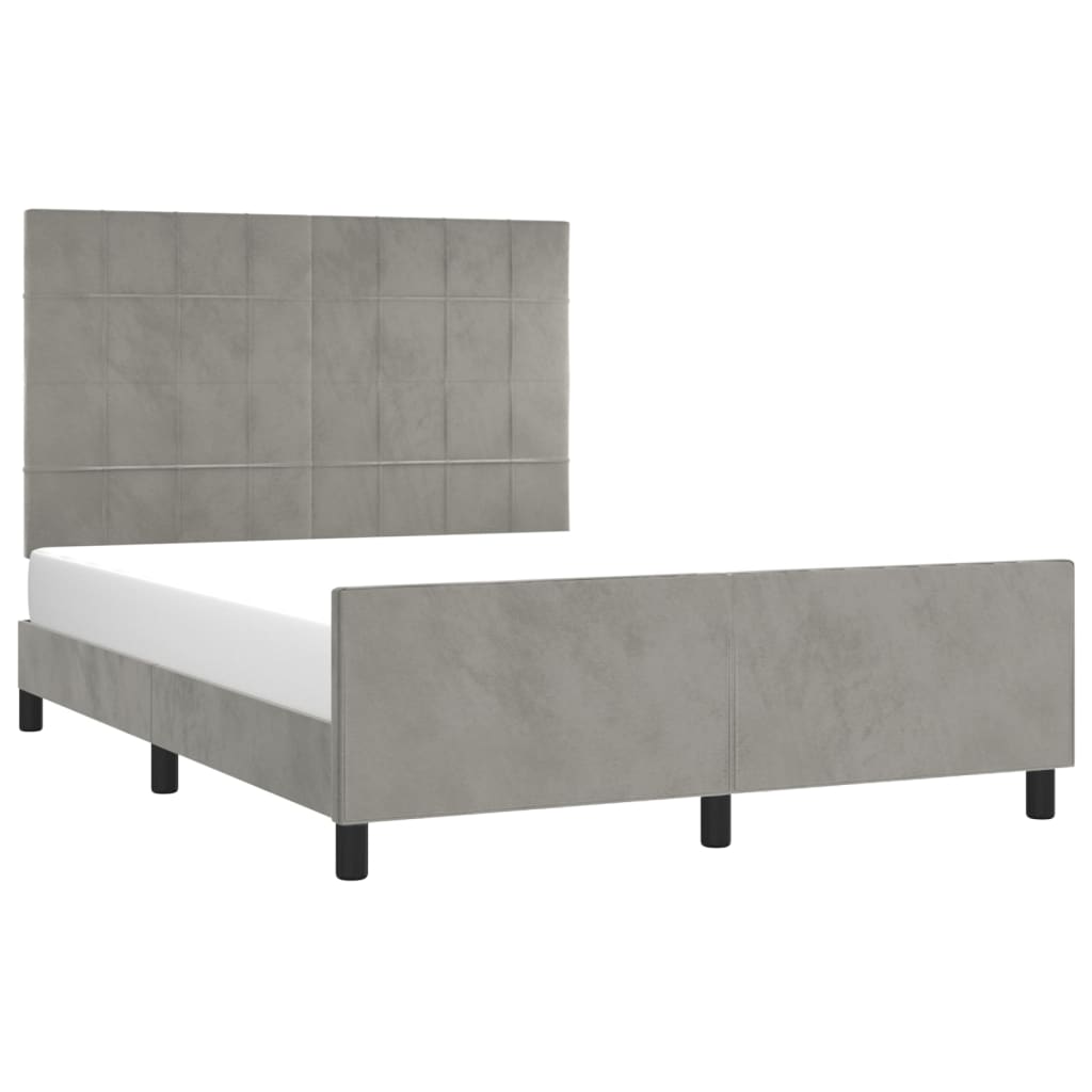 Cadre de lit sans matelas gris clair 140x190 cm velours